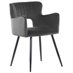 Esszimmerstuhl 2er Set SANILAC Samtstoff Dunkelgrau