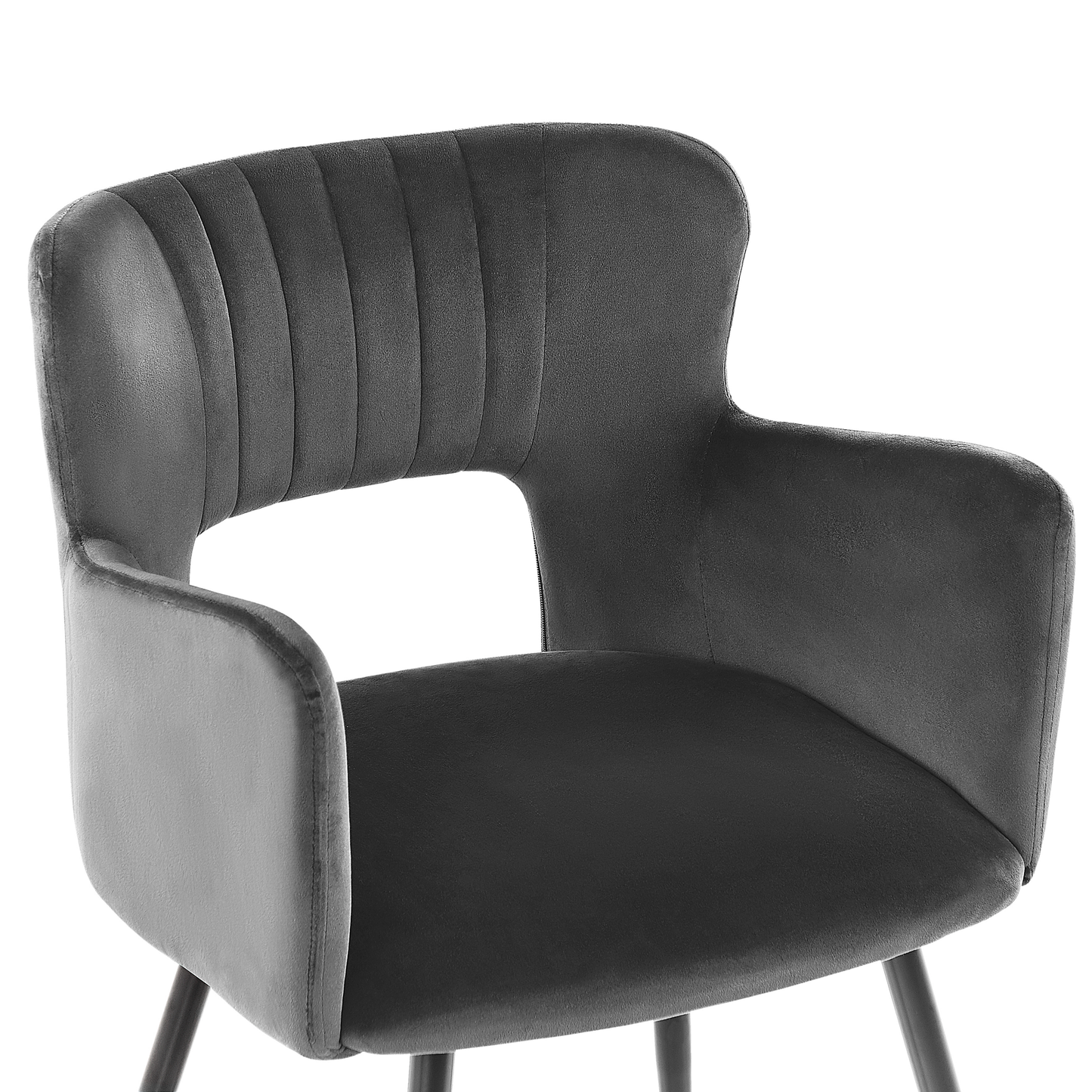 Esszimmerstuhl 2er Set SANILAC Samtstoff Dunkelgrau