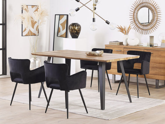 Esszimmerstuhl 2er Set SANILAC Samtstoff Schwarz