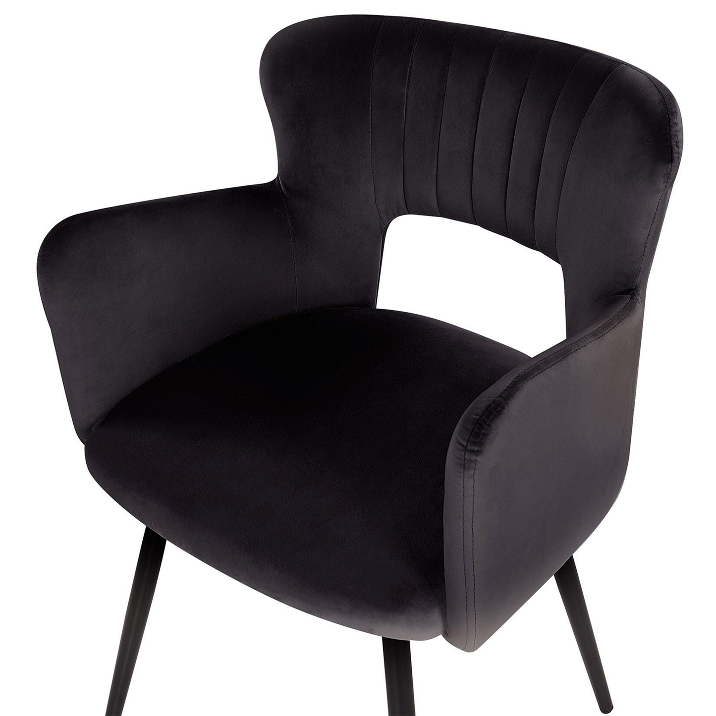 Esszimmerstuhl 2er Set SANILAC Samtstoff Schwarz