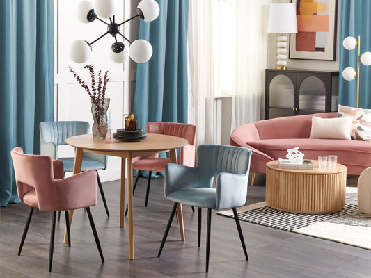 Esszimmerstuhl 2er Set SANILAC Samtstoff Hellblau