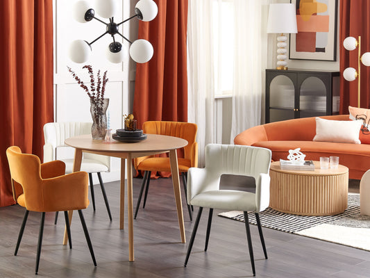 Esszimmerstuhl 2er Set SANILAC Samtstoff Weiss