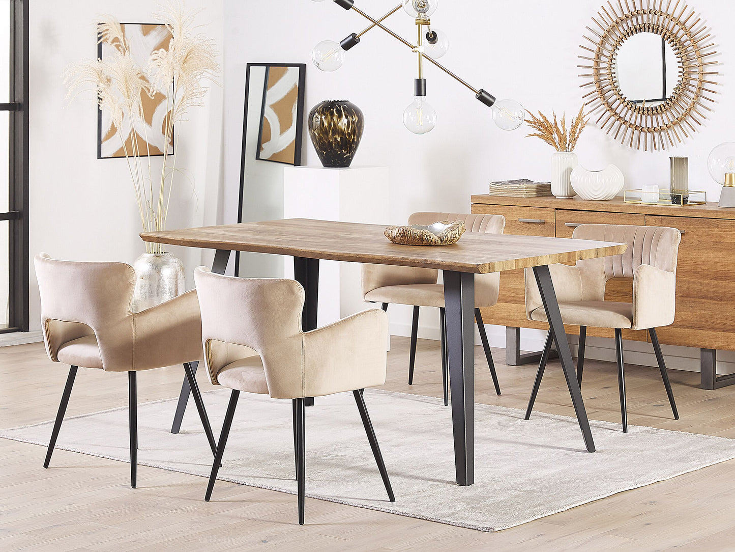 Esszimmerstuhl 2er Set SANILAC Samtstoff Taupe