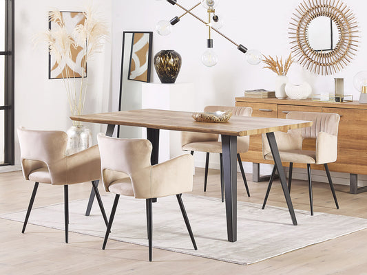 Esszimmerstuhl 2er Set SANILAC Samtstoff Taupe