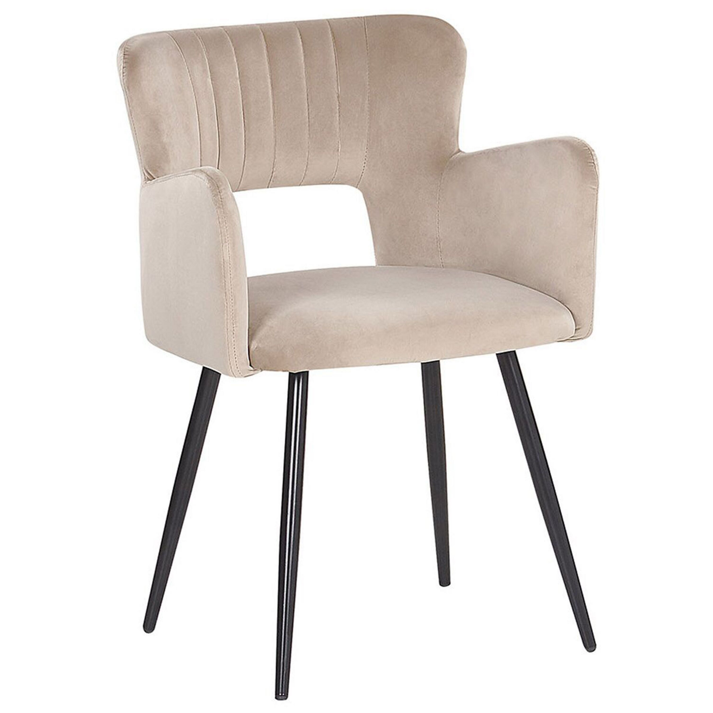 Esszimmerstuhl 2er Set SANILAC Samtstoff Taupe