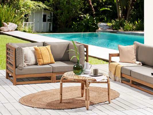 Gartensofa Akazienholz hellbraun 2-Sitzer Auflagen taupe TRANI