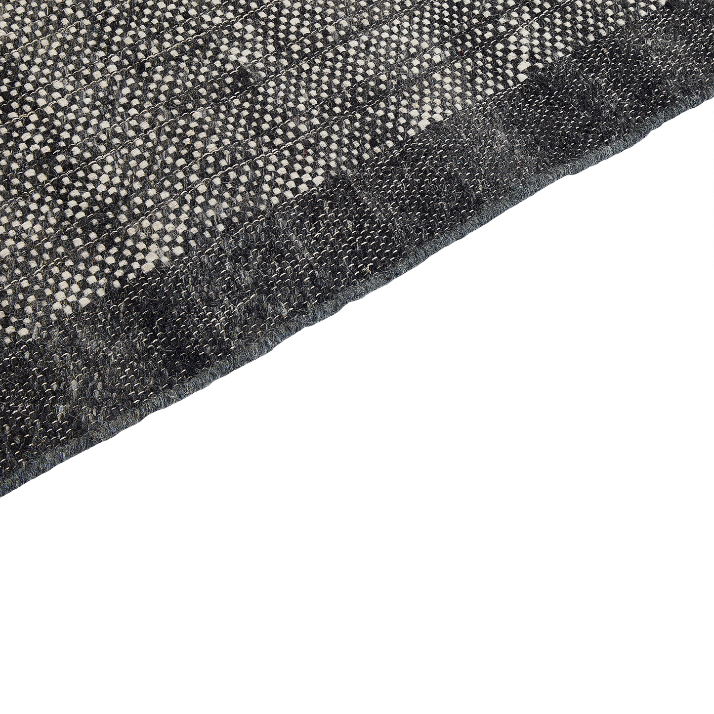 Teppich Wolle schwarz / cremeweiss 80 x 150 cm Streifenmuster Kurzflor ATLANTI