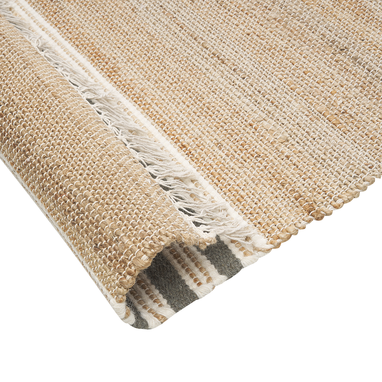 Teppich Jute beige / grau 160 x 230 cm Streifenmuster Kurzflor zweiseitig MIRZA