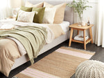 Teppich Jute beige / pastellrosa 80 x 150 cm Streifenmuster Kurzflor zweiseitig MIRZA