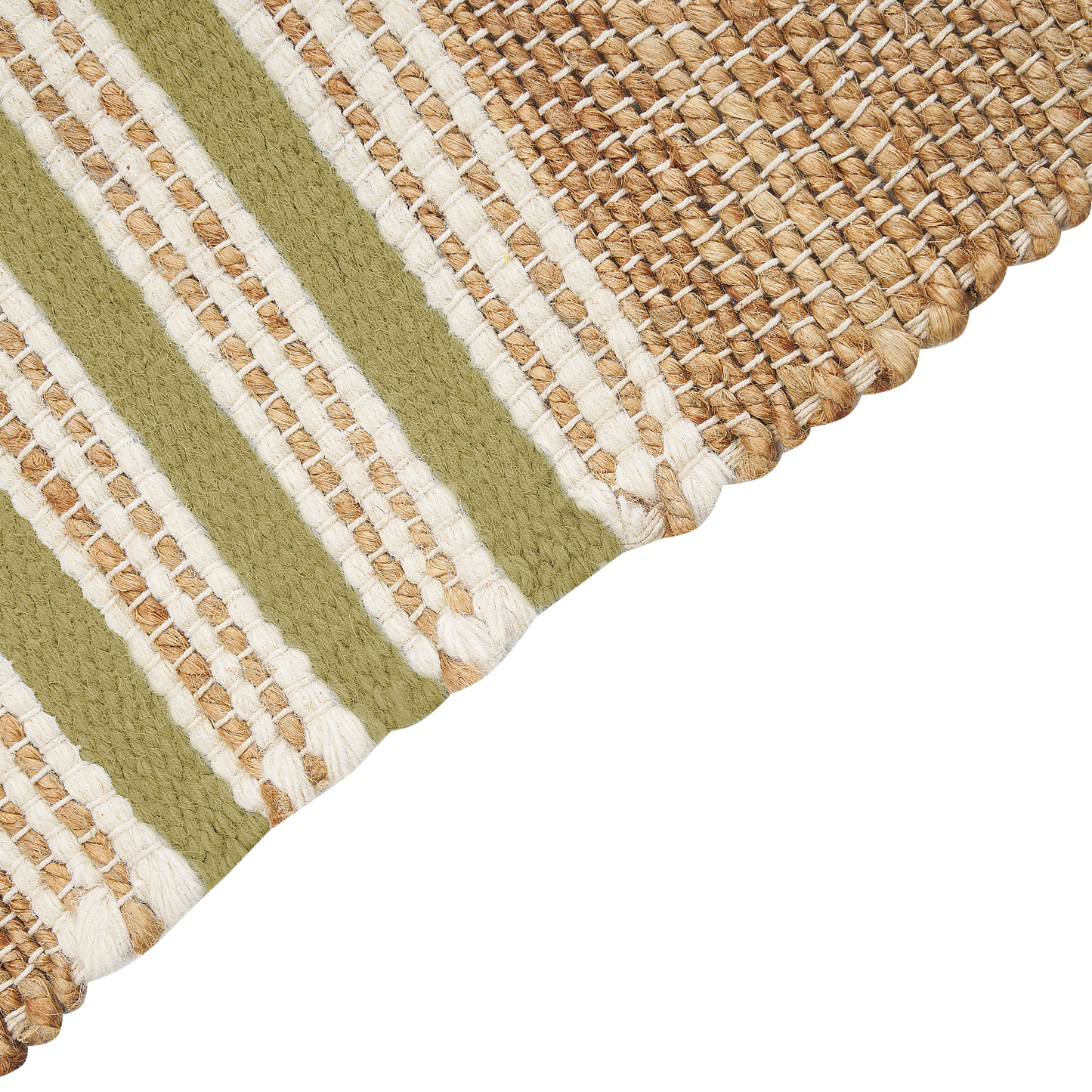 Teppich Jute beige / olivgrün 160 x 230 cm Streifenmuster Kurzflor zweiseitig MIRZA