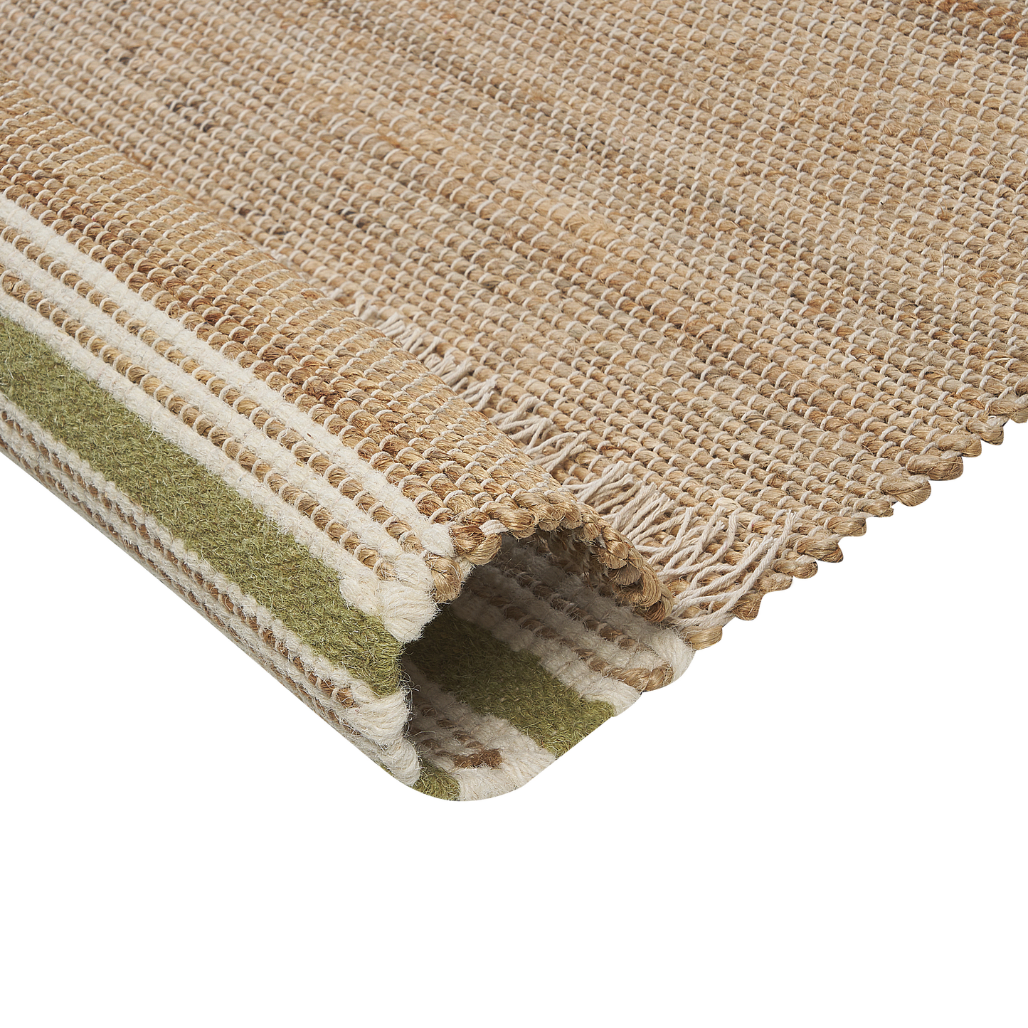 Teppich Jute beige / olivgrün 160 x 230 cm Streifenmuster Kurzflor zweiseitig MIRZA