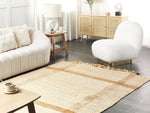 Teppich Jute sandbeige 140 x 200 cm geometrisches Muster Kurzflor YELMEZ