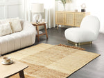 Teppich Jute sandbeige 140 x 200 cm geometrisches Muster Kurzflor HAMZALAR