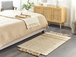 Teppich Jute sandbeige 80 x 150 cm geometrisches Muster Kurzflor ORTAOBA