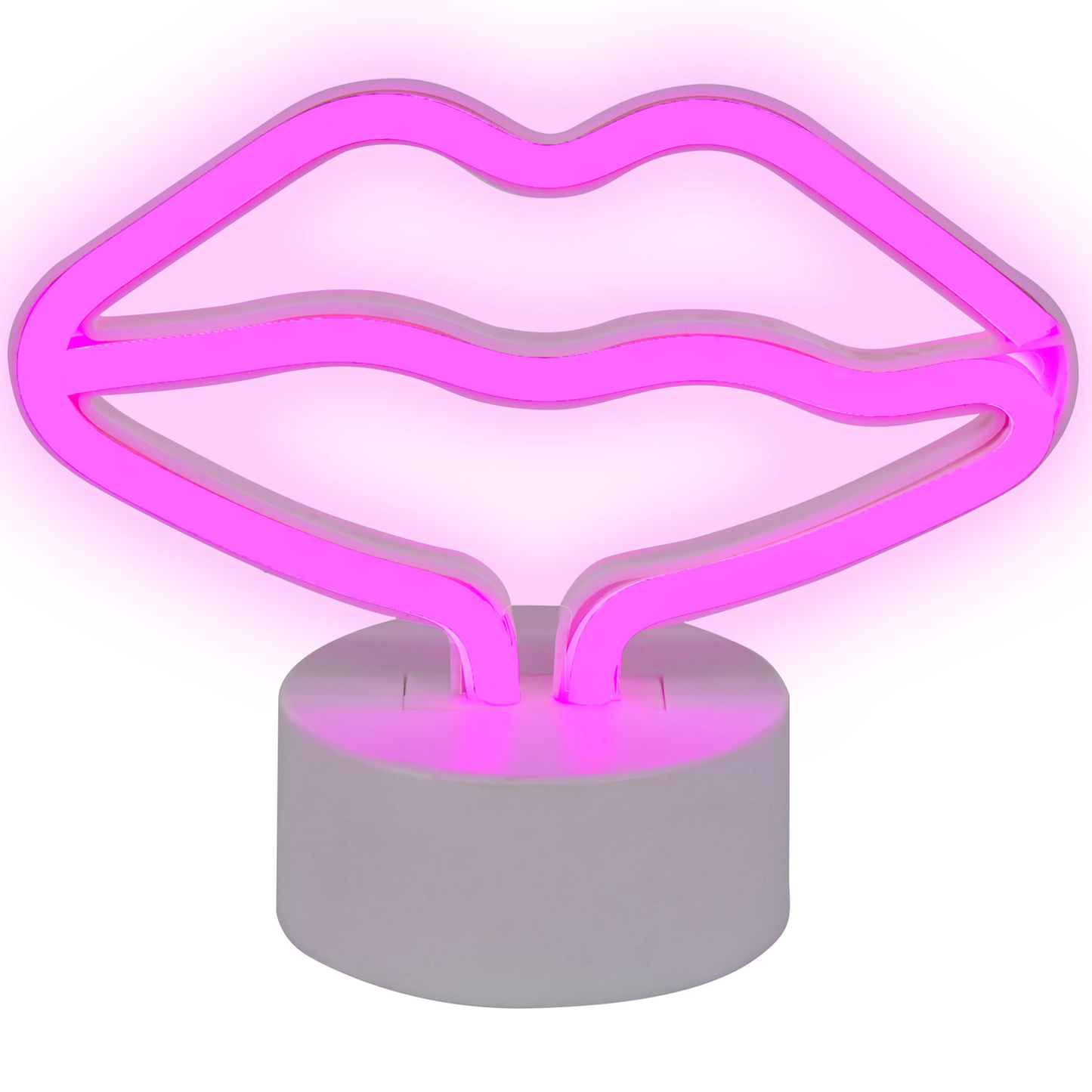 Neonlicht LED Dekofigur rosa Mund 15 cm FLORA