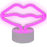 Neonlicht LED Dekofigur rosa Mund 15 cm FLORA