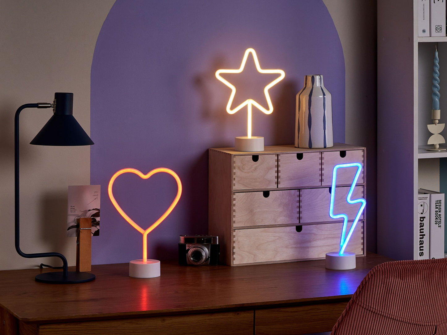 Neonlicht LED Dekofigur mehrfarbig 3er Set FLORETTA