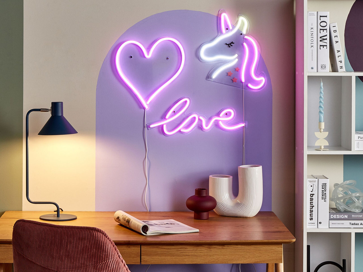 Neonlicht LED Wanddeko rosa 3er Set SUSIE