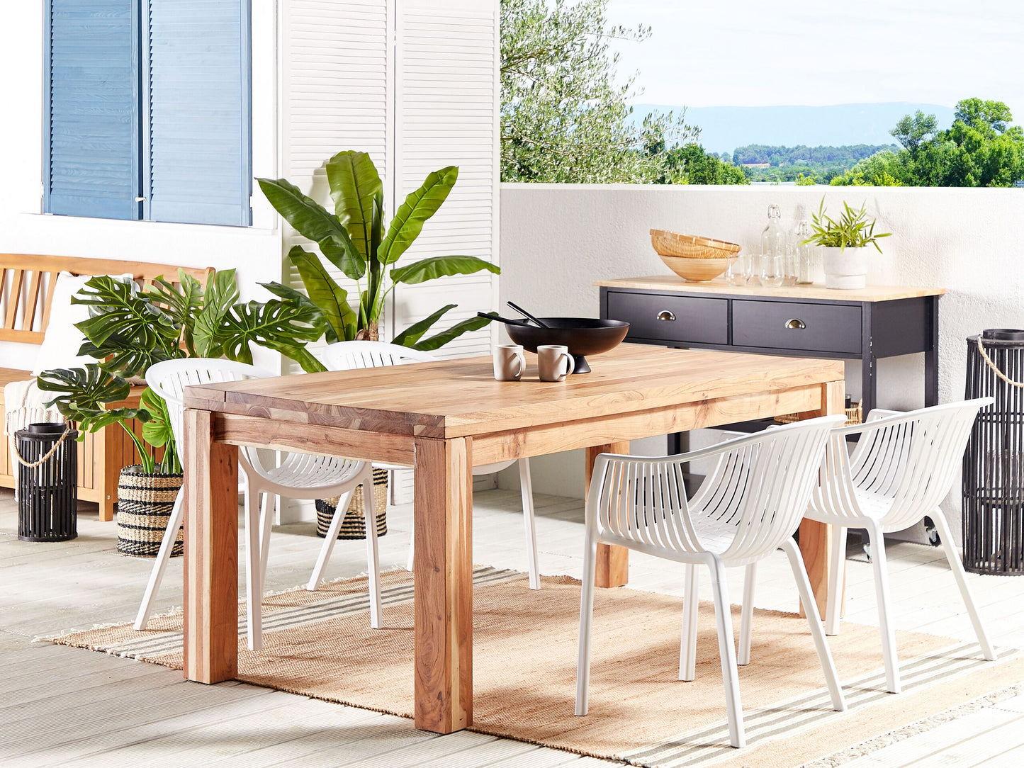 Set mit 4 Stühlen Kunststoff Weiss NAPOLI