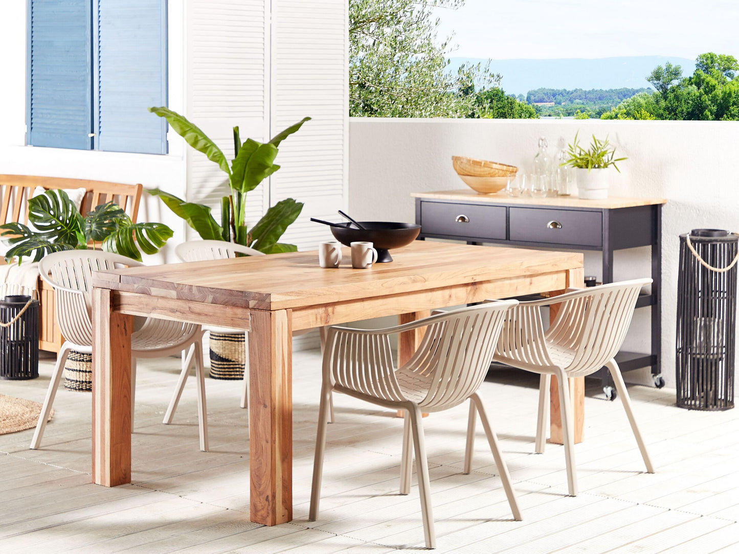 Set mit 4 Stühlen Kunststoff Beige NAPOLI