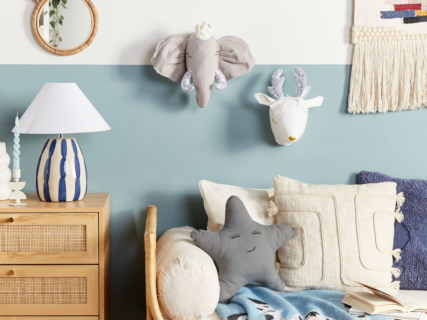 Wanddekoration für Kinder Elefant TANTOR Baumwolle 33 cm Grau