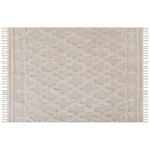 Teppich Baumwolle beige 160 x 230 cm marokkanisches Muster Fransen SULUOVA