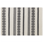 Teppich Wolle beige / grau 140 x 200 cm geometrisches Muster Kurzflor DAVUTLAR