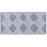 Teppich Wolle beige / blau 80 x 150 cm geometrisches Muster Kurzflor DATCA