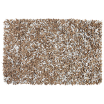 Teppich Leder braun / grau 140 x 200 cm Shaggy MUT