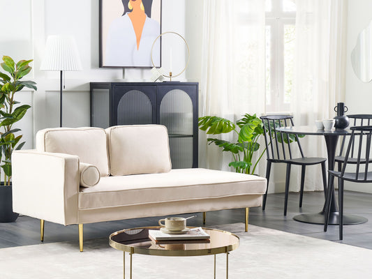 Chaiselongue Samtstoff beige linksseitig MIRAMAS