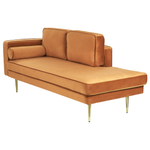 Chaiselongue Samtstoff orange linksseitig MIRAMAS