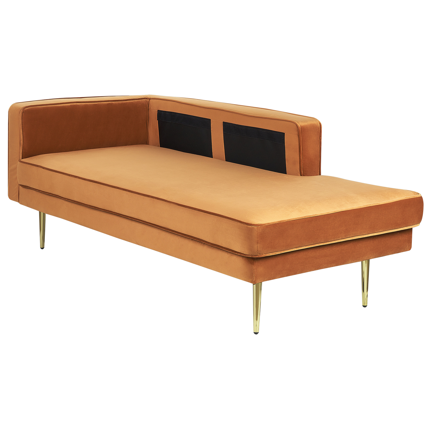 Chaiselongue Samtstoff orange linksseitig MIRAMAS