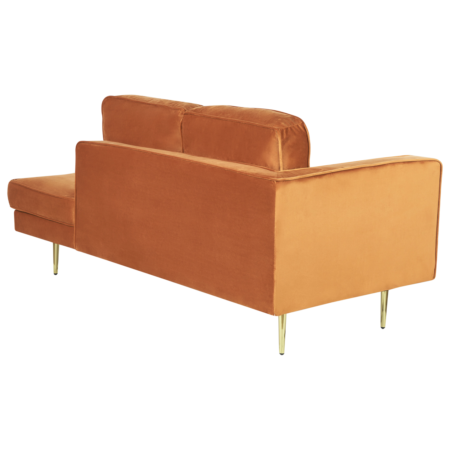 Chaiselongue Samtstoff orange linksseitig MIRAMAS