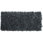 Teppich Leder schwarz 80 x 150 cm Shaggy MUT