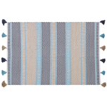 Teppich Baumwolle blau / beige 160 x 230 cm Kurzflor MARMARA