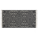 Teppich Baumwolle schwarz / weiss 80 x 150 cm geometrisches Muster Kurzflor KHENIFRA