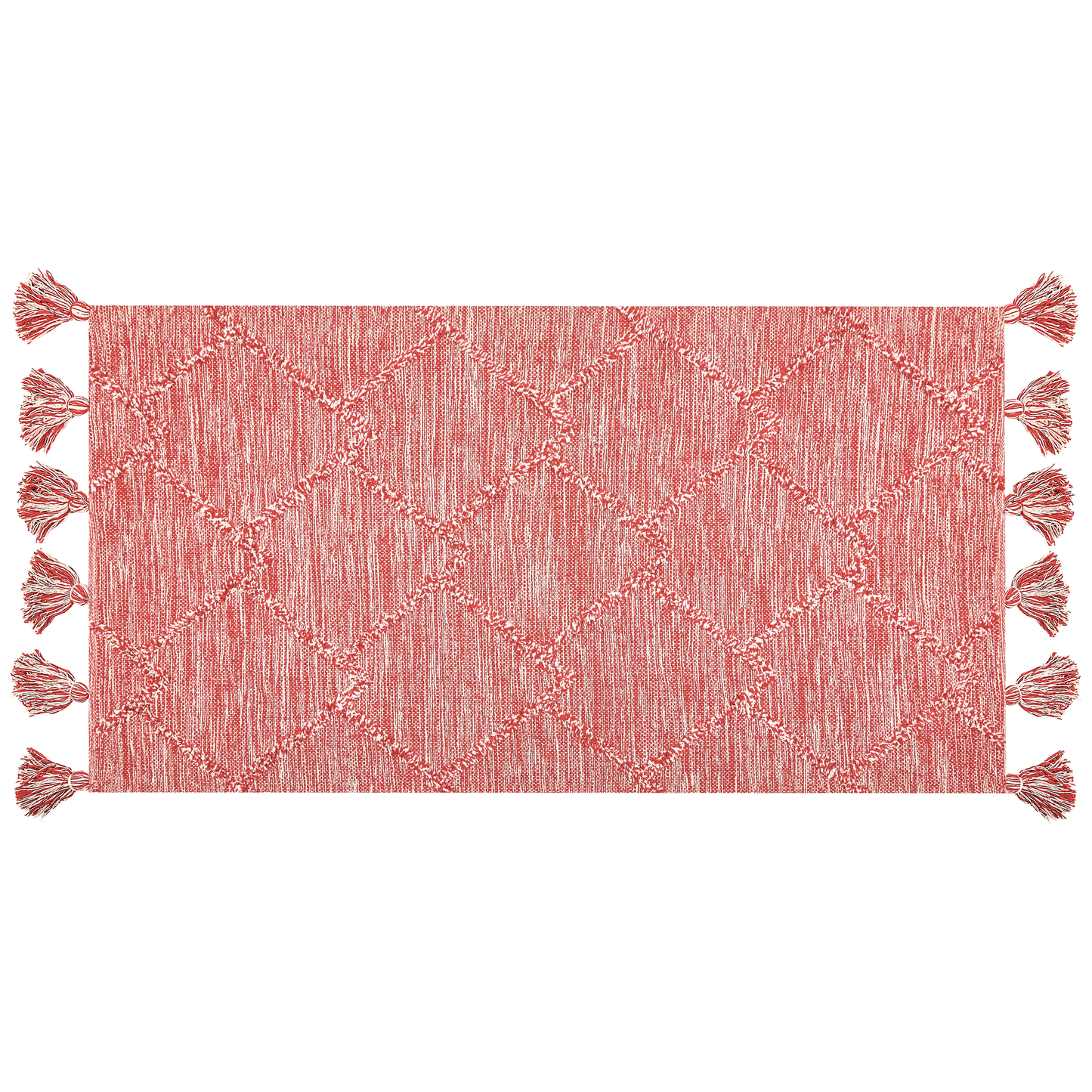 Teppich Baumwolle rot 80 x 150 cm mit Quasten NIGDE