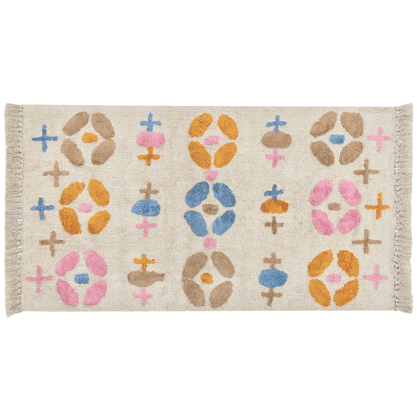 Teppich Baumwolle mehrfarbig 80 x 150 cm geometrisches Muster Kurzflor DARAN