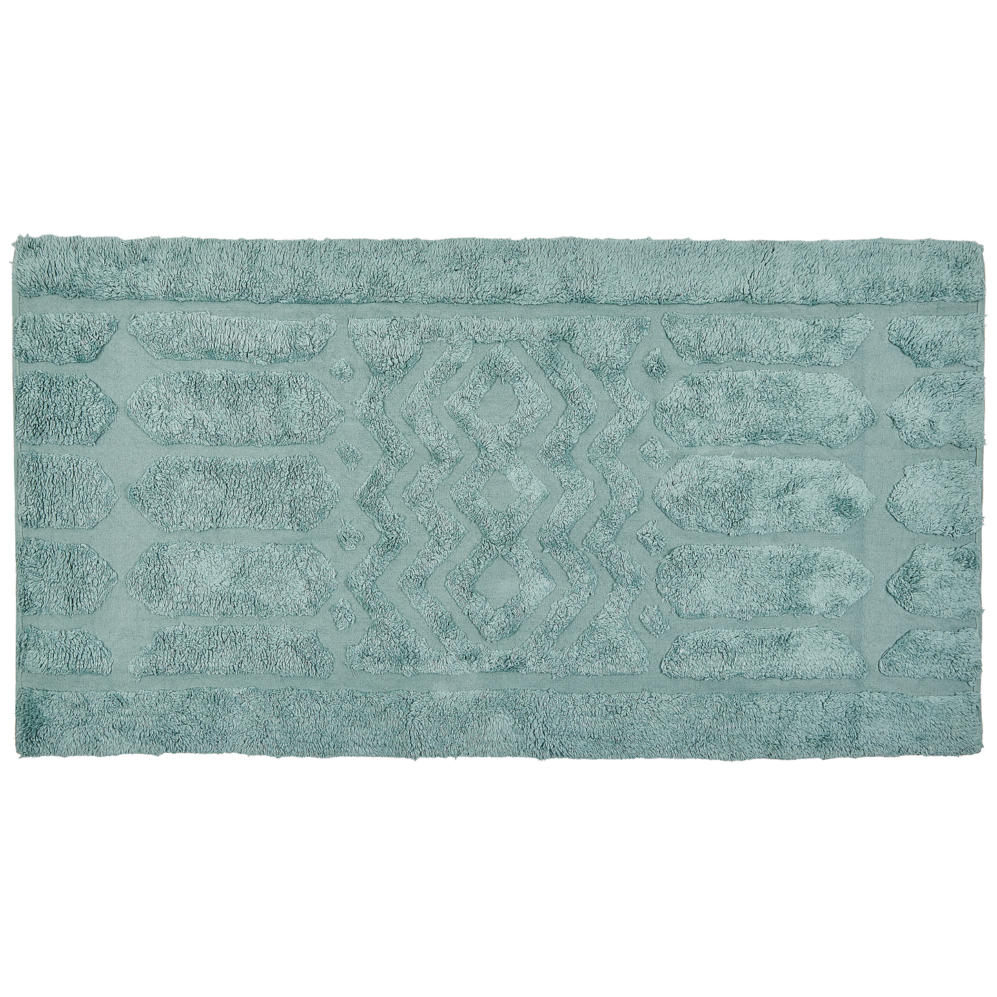 Teppich Baumwolle mintgrün 80 x 150 cm geometrisches Muster Kurzflor SIRNAK
