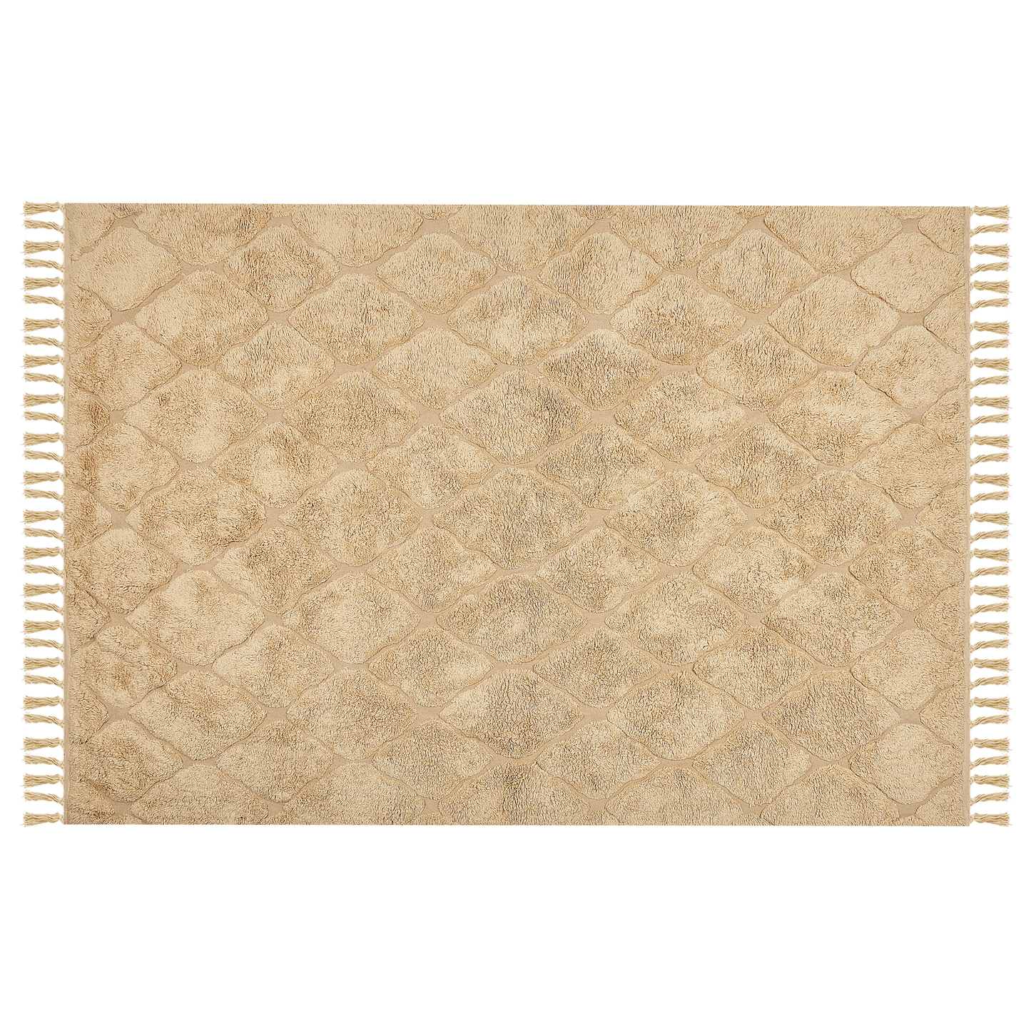 Teppich Baumwolle sandbeige 140 x 200 cm geometrisches Muster Kurzflor SANLIURFA