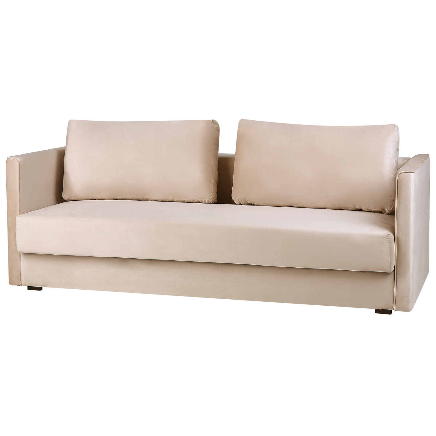 3-Sitzer Schlafsofa Samtstoff hellbeige mit Stauraum EKSJO