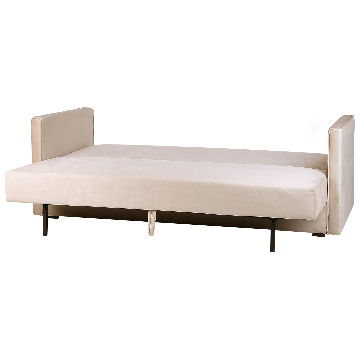 3-Sitzer Schlafsofa Samtstoff hellbeige mit Stauraum EKSJO