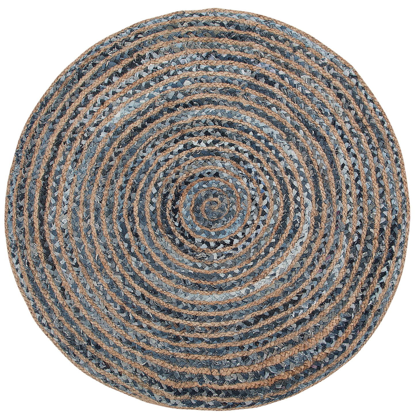 Teppich blau / beige ø 120 cm Patchwork Kurzflor MASLAK