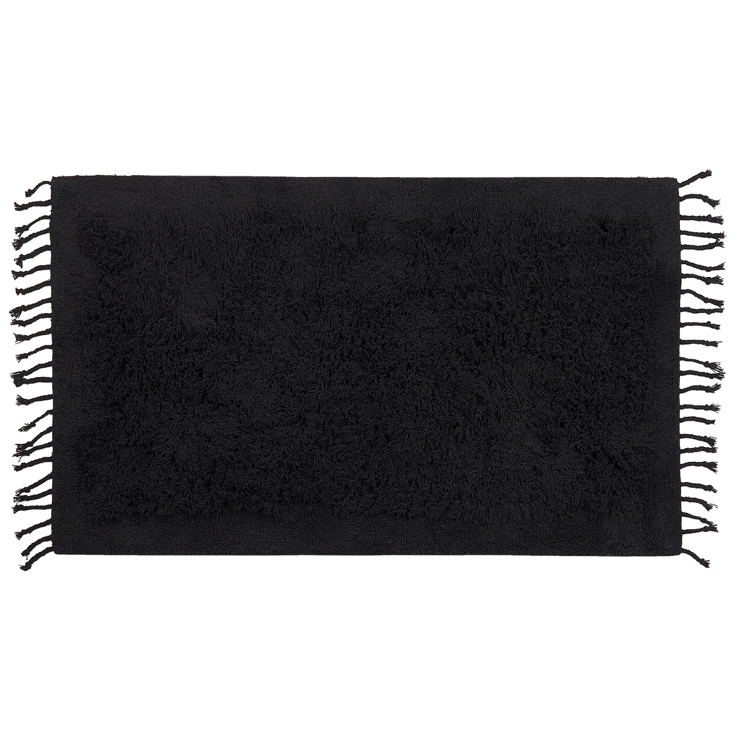 Teppich Baumwolle schwarz 80 x 150 cm Fransen Shaggy BITLIS