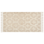 Teppich Baumwolle hellbeige 80 x 150 cm geometrisches Muster Kurzflor ITANAGAR