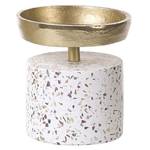 Kerzenständer 2er Set KAENGAN Stein 13/24 cm Gold