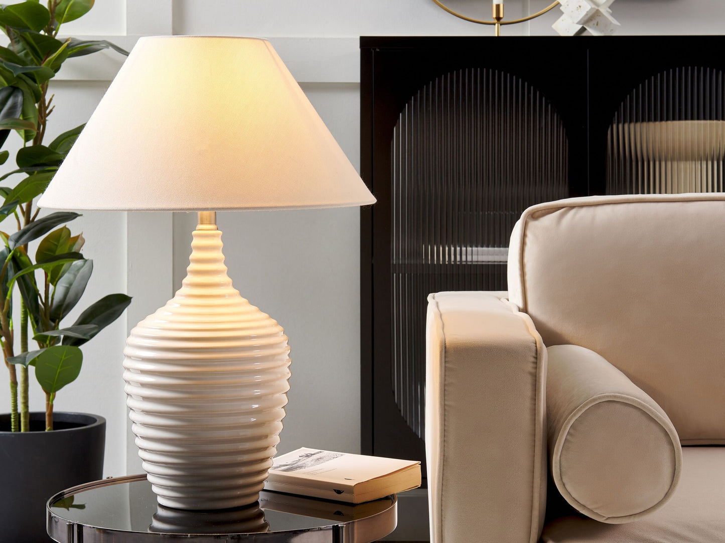 Tischleuchte CELESTE Keramik Beige