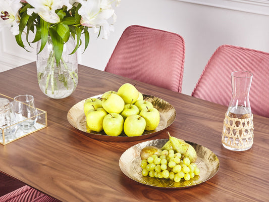 Dekotablett Eisen gold Blumenmuster 2er Set SADANE