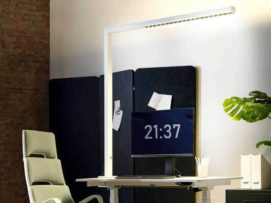 LED Schreibtischlampe klemmbar VOLANS mit Dimmer Metall Weiss
