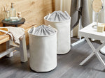 Textilkorb mit Kordelzug weiss 2er Set ARCHA